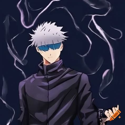 Gojo Satoru from Jujutsu Kaisen in a black suit on Craiyon