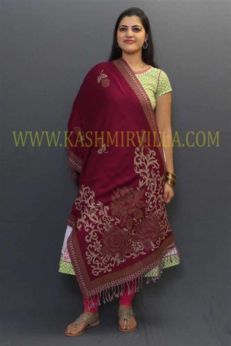 Wine and beige colour reversible stole specially designed to gain