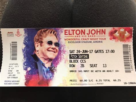 Elton john ticket for Airdrie stadium for sale | in Tollcross, Glasgow ...