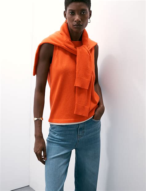 Buy Pure Cashmere Tipped Detail Knitted Vest at Marks & Spencer