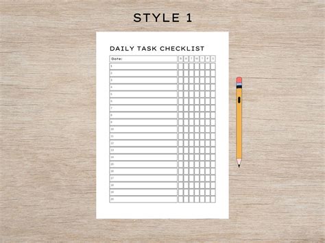Daily Task Checklist Printable, to Do List Template, Plan Your Daily Activities to Start Your ...