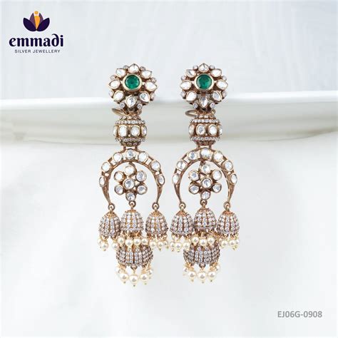 Champika Victorian Green Hangings – Emmadi Silver Jewellery