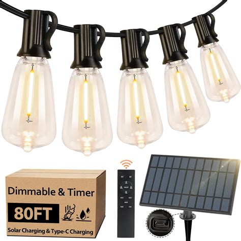 Bosceos Solar Outdoor String Lights Waterproof, 80FT Solar Powered ...