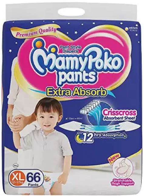 Buy MamyPoko Extra Absorb Pant Style Diaper For Kids - XL (66 Pieces ...