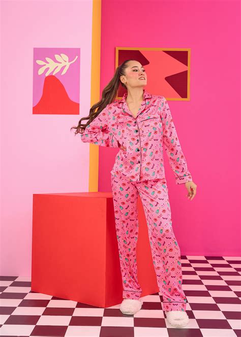 Printed Satin Pyjama Set