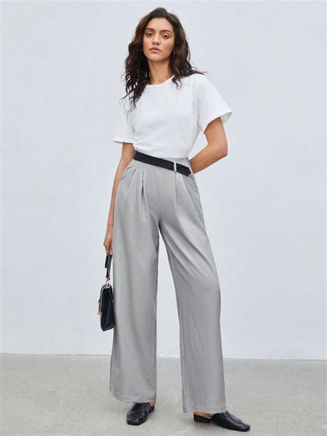 SHEIN UK in 2024 | Grey pants outfit, High waist wide leg pants, Clothes