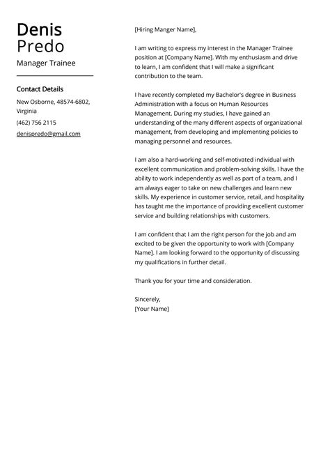 Manager Trainee Cover Letter: Job Description, Sample & Guide