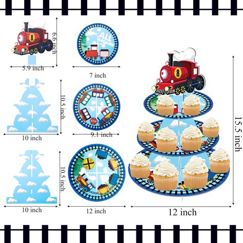 Buy Railroad Party Cupcake Stand 3-Tier Railroad Train Crossing Cupcake ...