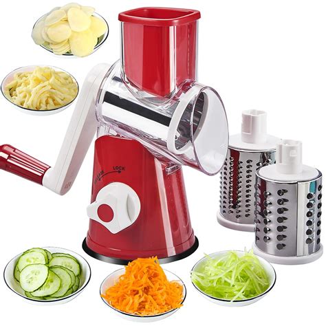 FAVIA Handheld Rotary Slicers for Vegetables Cheese Grater Shredder ...