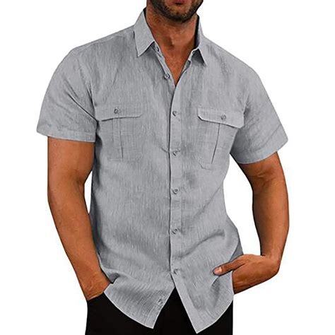 KINPLE Men's Short Sleeve Casual Button-Up Plaid Shirt, Regular Fit ...