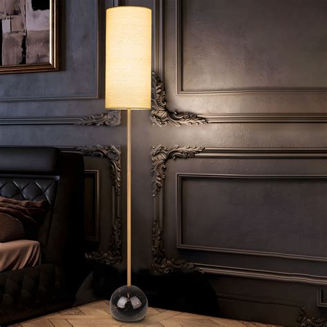 Modern Metal Floor Light Cylinder Shape Floor Lamp with Fabric Shade ...