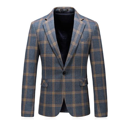 Mens Plaid Blazer Sports Coat Casual Slim Fit Checkered Blazer for Men ...