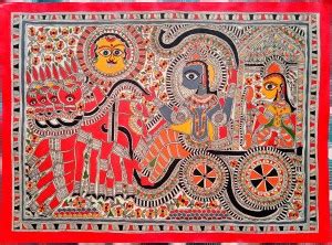 MITHILA HUNAR MADHUBANI PAINTING KRISHNA ARJUN MAHABHARAT KI LADAI KE ...