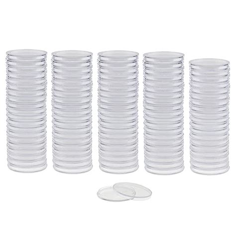 NF&E 100 Piece Clear Coin Capsules Containers Holders Coins Storage ...