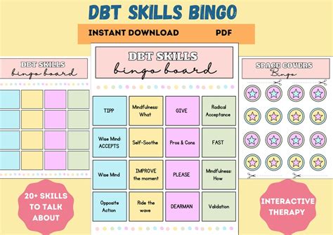 DBT Printables: Bingo Worksheet DBT Skills Cheat Sheet, 52% OFF