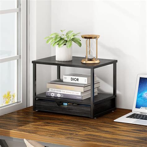 Buy Simple Trending 2 Tier Desktop Printer Stand with Sliding Wood ...