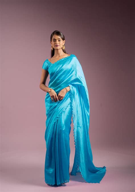 Shop Turquoise Silk Saree Online