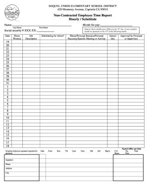 Fillable Online soqueldo santacruz k12 ca Non-Contracted Employee Time ...