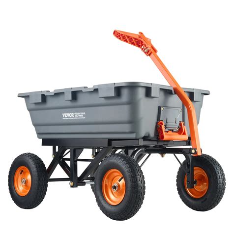 VEVOR 1500lbs Poly Yard Dump Cart Wagon with 2 in 1 Convertible Handle ...