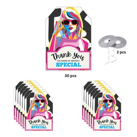 Taylor Swift Theme Thank You Cards & Return Gift Tags - 30Pcs, 2x3.5 ...