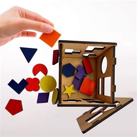 Cube Box Shape Sorter Toys with 15 Colorful shapes – Mini Leaves