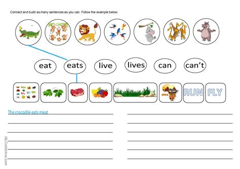 Present Simple Sentences with Animal…: Deutsch DAF Arbeitsblätter pdf & doc