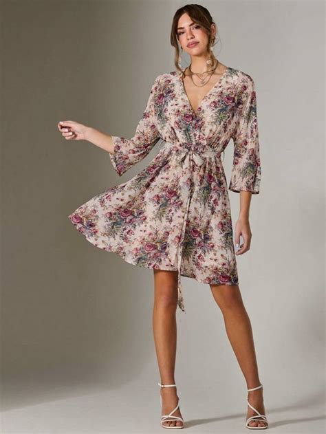 Jolie Moi Abstract Floral Chiffon Mini Dress, Multi