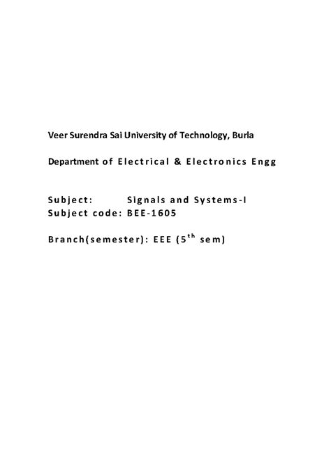 Lecture Notes Signal And System - Veer Surendra Sai University of ...