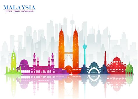 Malaysia landmark global travel and journey paper | Premium Vector