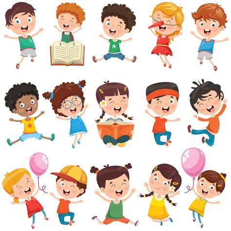 Collection of little cartoon children | Premium Vector