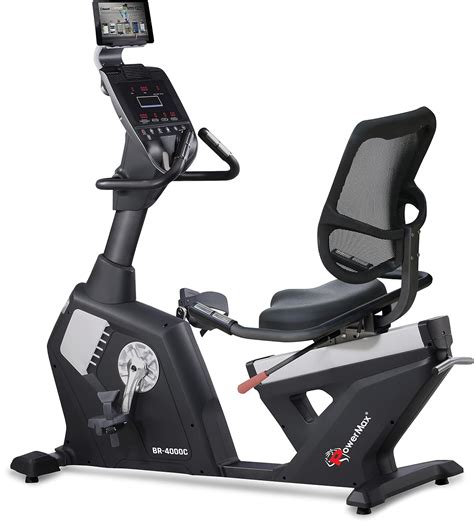 PowerMax Fitness BR-4000C Commercial Recumbent Exercise Bike with iPad ...