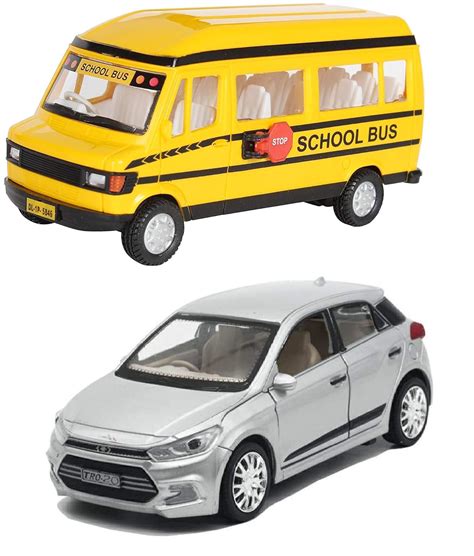 Amisha Gift Gallery Toy Car for Kids I20 with School Bus in multicolour ...