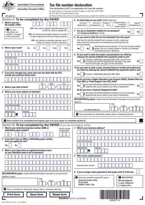 Image result for Tax File Number Declaration Form