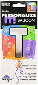 Wanna Party 18 Inch Letter T Square Shape Balloons, Quad Letter ...