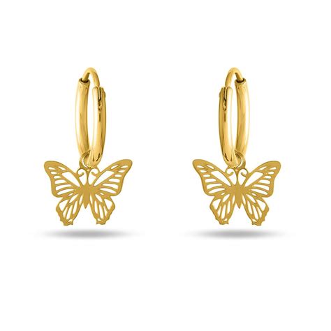 PALMONAS Sylvia Butterfly Hoop Earrings for Women - Gold Plated ...