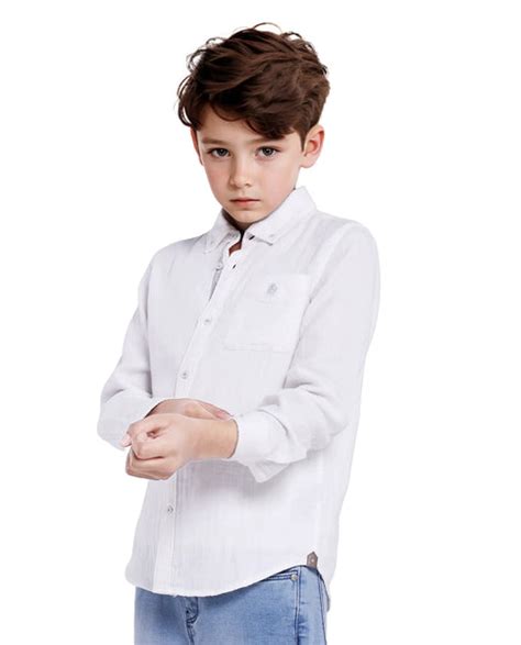 Rare Ones Kids Presto White Cotton Full Sleeve Regular Fit Button Down