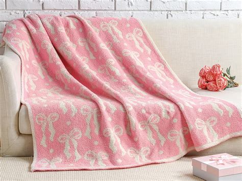 Amazon.com: Buryeah Pink Bow Blanket Soft Microfiber Bow Throw Blanket ...