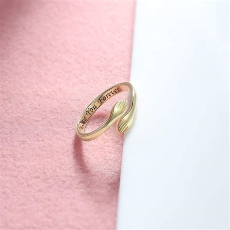 Buy Hug Ring Sterling Silver Adjustable - White Gold/18K Gold/Rose Gold ...