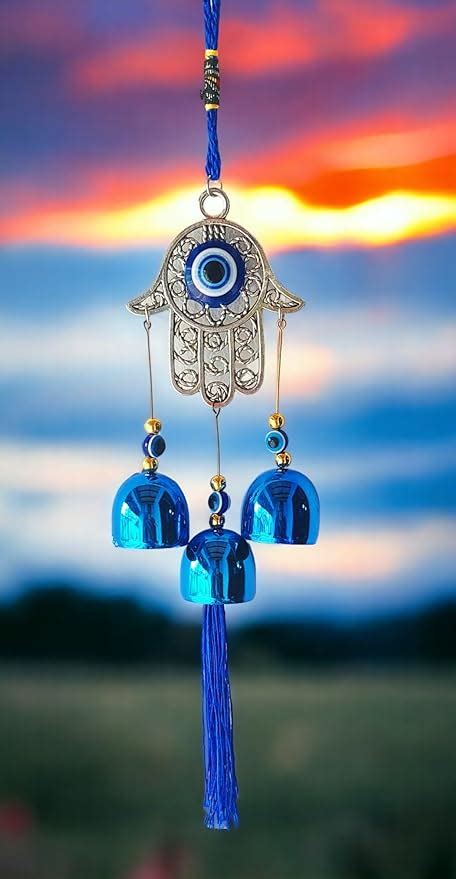 Paradigm Pictures Hamsa Hand with Wind Chimes Evil Eye Wall Hanging ...
