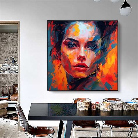 Best on Canvas Handmade Abstract Portrait Oil Painting The Hot Color ...