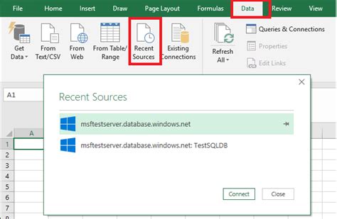 Image result for Excel SQL Database Connection