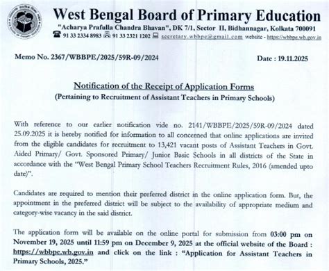 WBBPE Assistant Teacher Recruitment 2025 Apply Online 13421 Posts ...