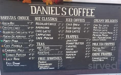 Daniel's Coffee menu in San Diego, California, USA
