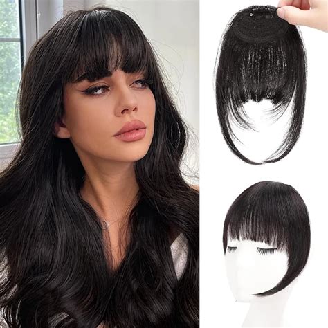 Amazon.com : MONIXI Clip in Bangs 100% Real Human Hair Extensions Fake ...