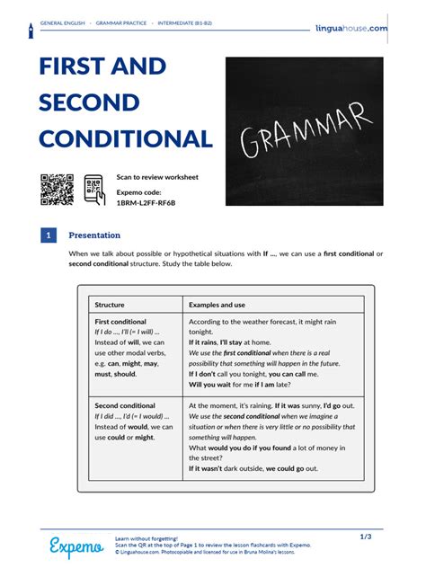 Image result for First and Second Conditional Exercises PDF