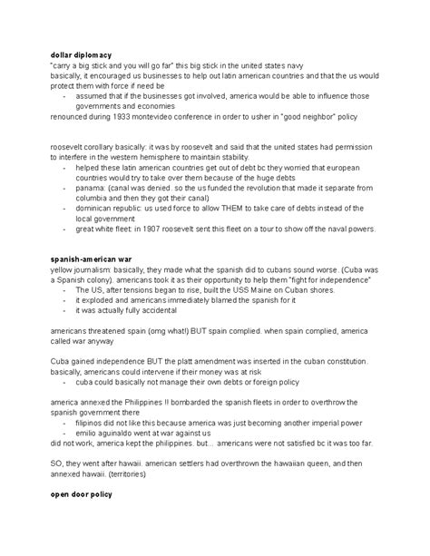 Period 7 apush additional notes - dollar diplomacy “carry a big stick ...