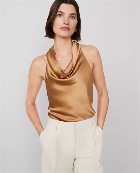 Studio Collection Silk Cowl Neck Halter Top