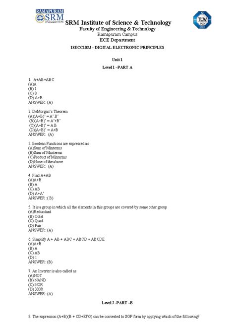 Unit 1- QB - SRM Institute of Science & Technology Faculty of ...