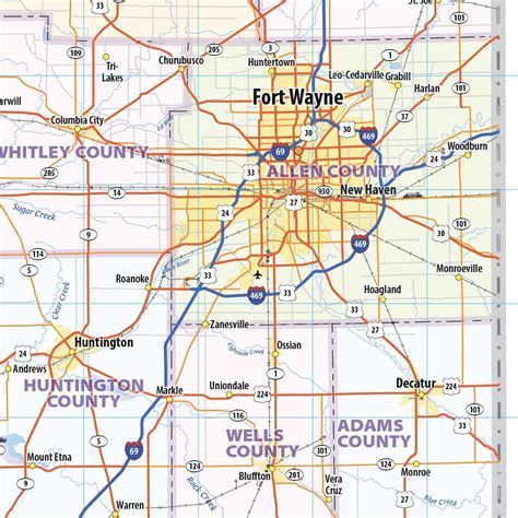 Buy Indiana Laminated Wall Map (24” wide x 36” high) Online at Lowest ...