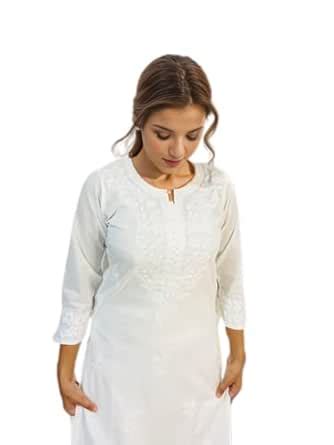 Buy Pure Elegance: Handcrafted Chikankari White Cotton Kurta - Timeless ...